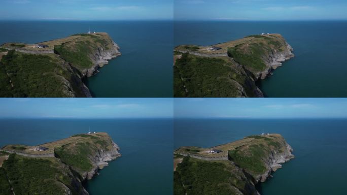 贝里海德，南德文郡，英格兰:无人机视野:贝里海德半岛和采石场(剪辑14)