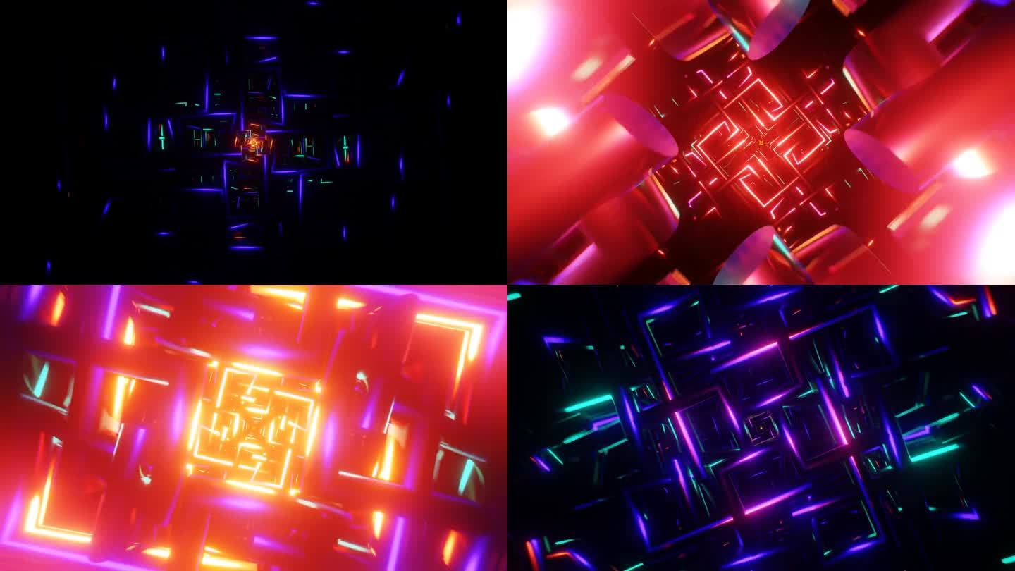 催眠VJ循环:无缝节奏闪烁迪斯科模式与霓虹灯。