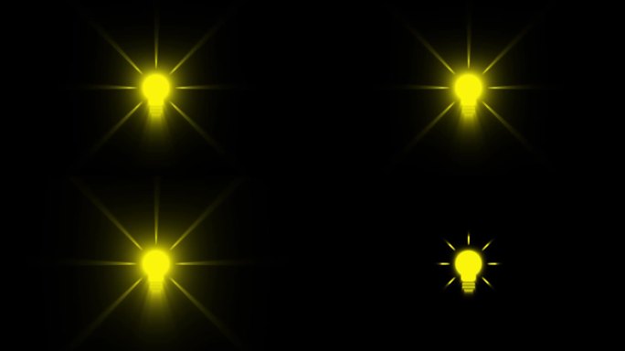 神奇的发光灯泡在黑色背景。黄色灯泡照明和肉色明亮的光芒。经营理念和创新理念