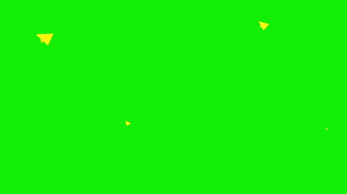 动画黄色图标的纸飞机从中心飞行。平的象征。飞机旅行，商务，自由的概念。毛圈的视频。矢量插图隔离在绿色