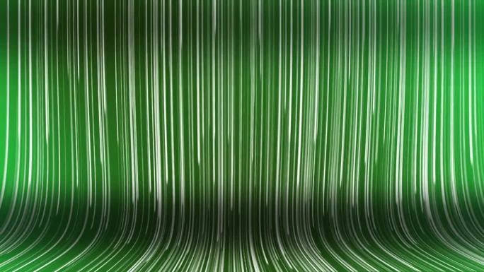 4k抽象绿色背景-数字数据流在下降条纹在地面上