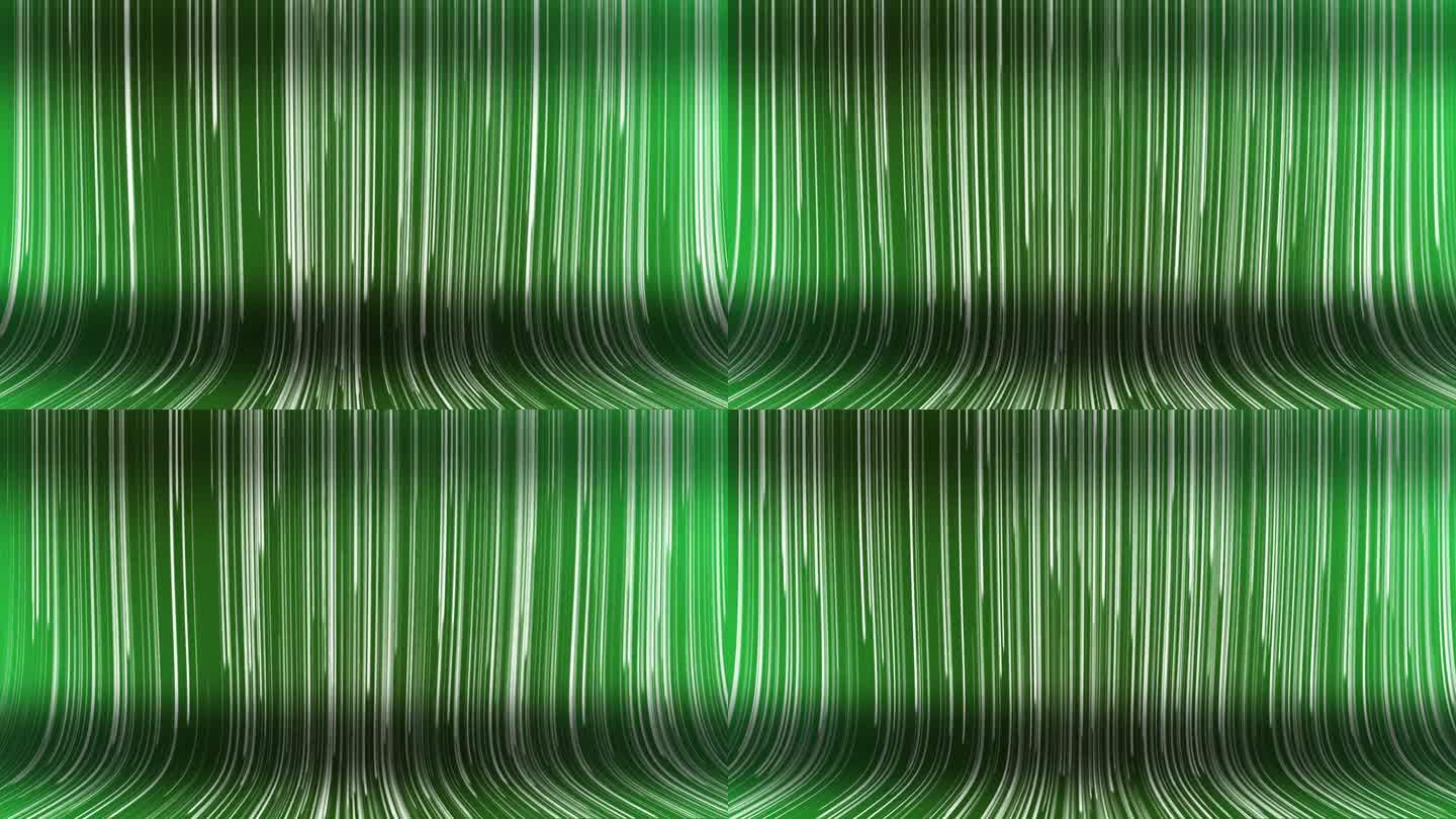 4k抽象绿色背景-数字数据流在下降条纹在地面上