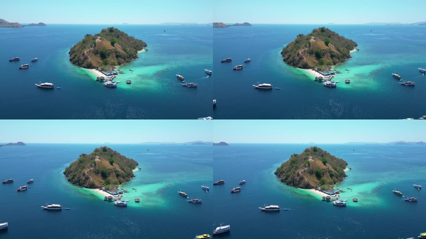 印尼科劳科莫多岛(Pulau Kelor Komodo)左侧航拍幻灯片