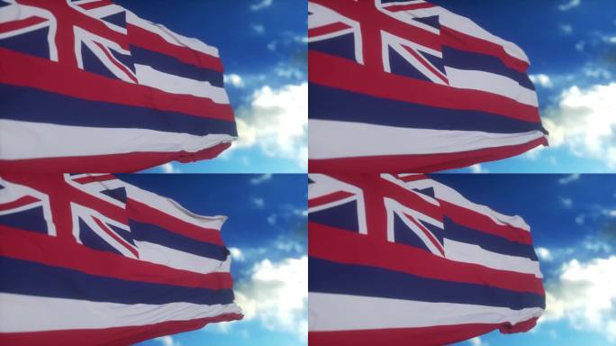 美国夏威夷州的州旗，迎风飘扬