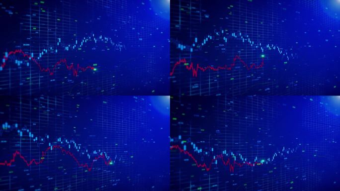 4K 3D股票市场或外汇交易图表和蜡烛图适合金融