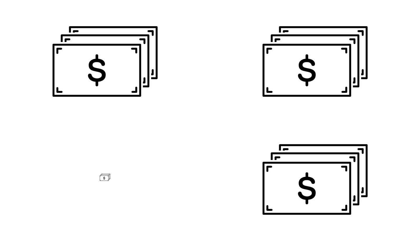 货币美元图标动画，商业投资，金融概念