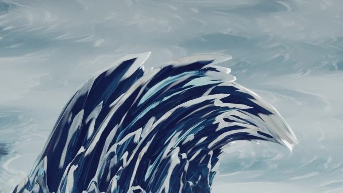 平面套件香椿遮阳水与复制空间:风格化的海浪在2D画笔风格与笔触细节和运动图形动画-一个卡通背景与大自