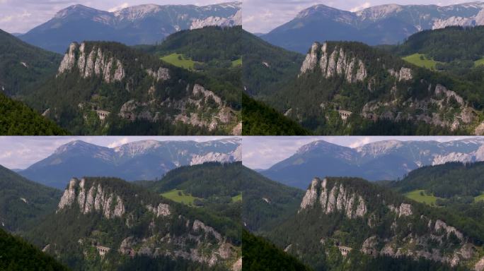 山和悬崖的美丽全景塞默林铁路
