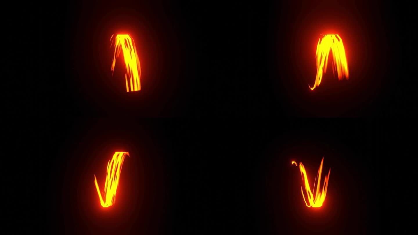 火圈光抽象动画背景火花粒子闪耀旋转螺旋火焰光条纹和能量波。无缝循环。光迹运动。动态图形动画