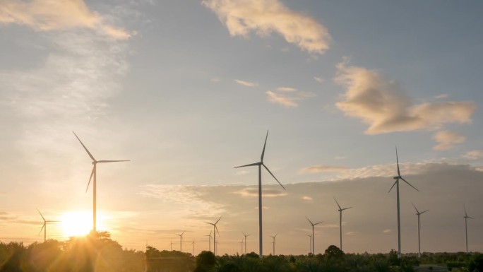 风力涡轮机可持续资源和可再生能源的日出