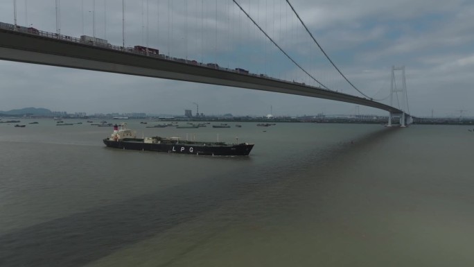 货船过桥基建大桥视频素材