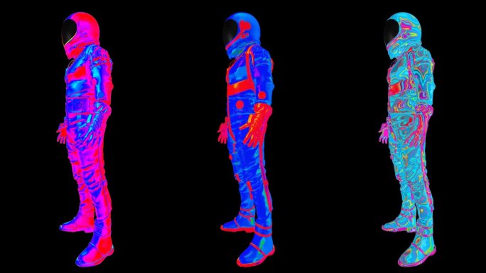 宇航员4K循环抠像通道透明背景素材红外成
