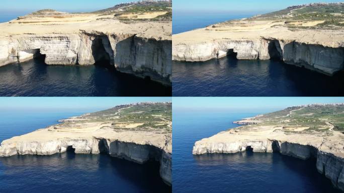 在马耳他和地中海的悬崖的空中无人机视图