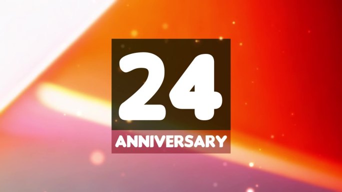 24周年生日庆祝横向彩色背景线和正方形