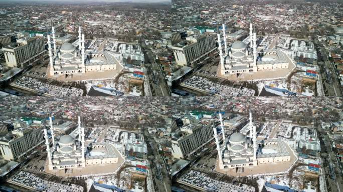 伊玛目萨拉赫西比什凯克中央清真寺，无人机飞行以上拍摄