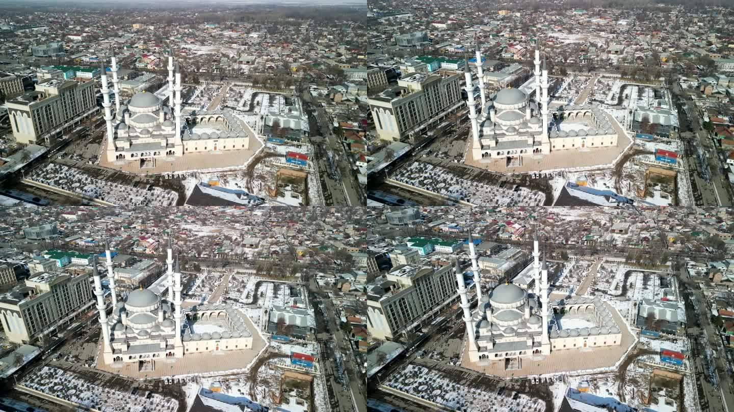 伊玛目萨拉赫西比什凯克中央清真寺，无人机飞行以上拍摄
