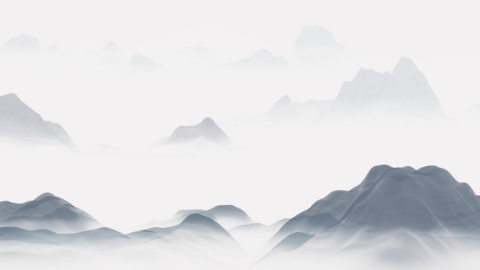 中式水墨画山水。