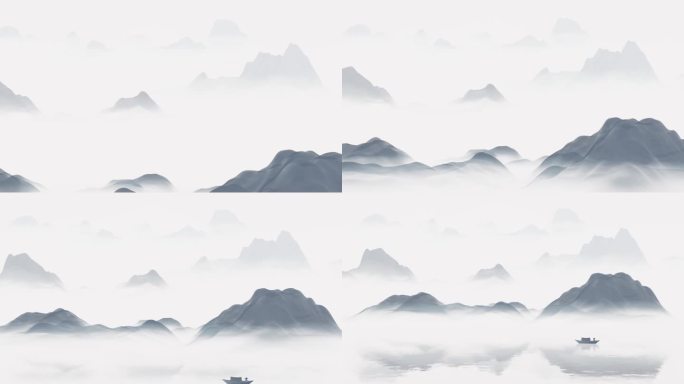 中式水墨画山水。