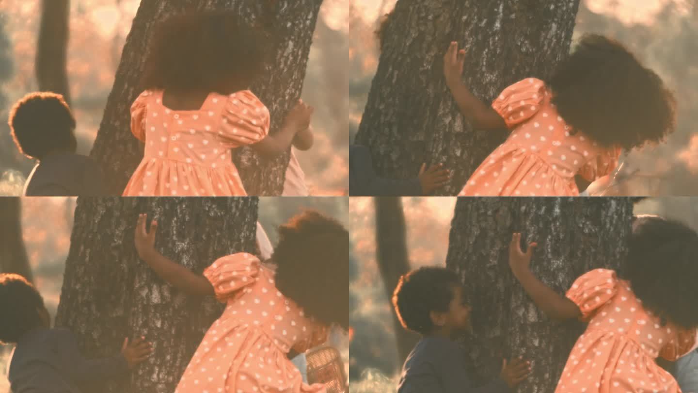 一群非洲孩子在树下玩耍