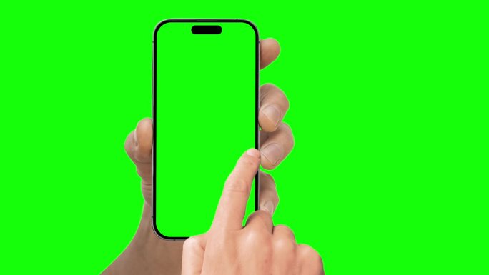 iPhone手机在绿色背景上的手广告