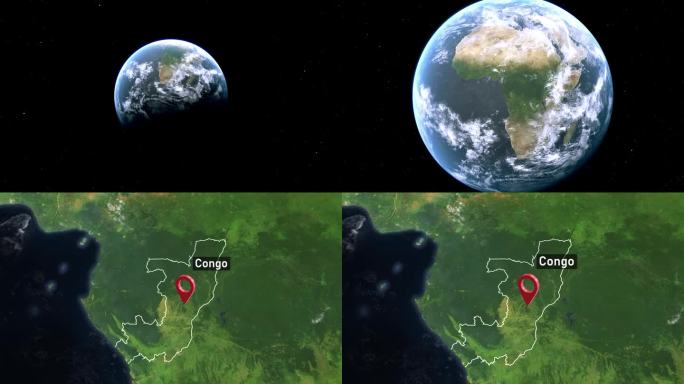 刚果国家地图从太空到地球缩放