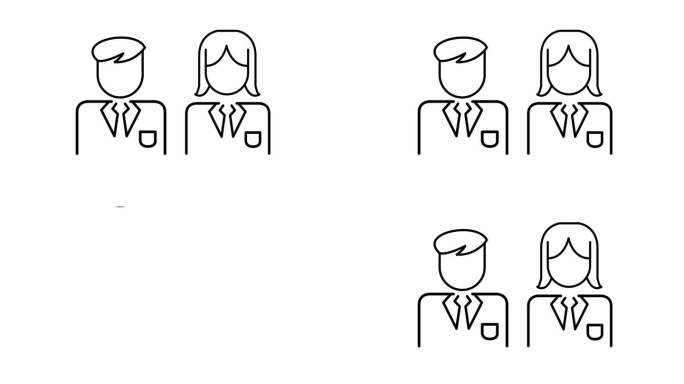 商业男女图标动画，肖像人物，男女人物商业，商业人物，情侣商业，团队协作，团队合作理念，商业伙伴，共同