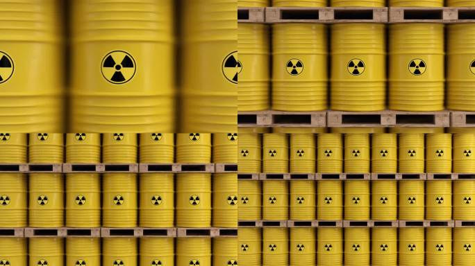 装有放射性废物的黄色桶的动画