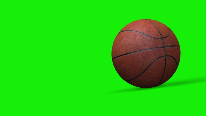 美丽的篮球旋转在绿色色度键背景慢动作。篮球3d动画旋转球。4k UHD 3840x2160。(循环4