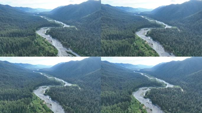 西澳奥林匹克半岛的山景和河川鸟瞰图