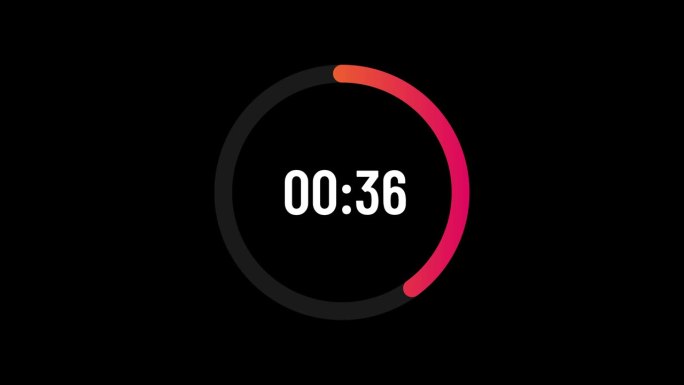 60秒倒计时定时器动画，一分钟秒表图标在平面风格，4K运动图形。