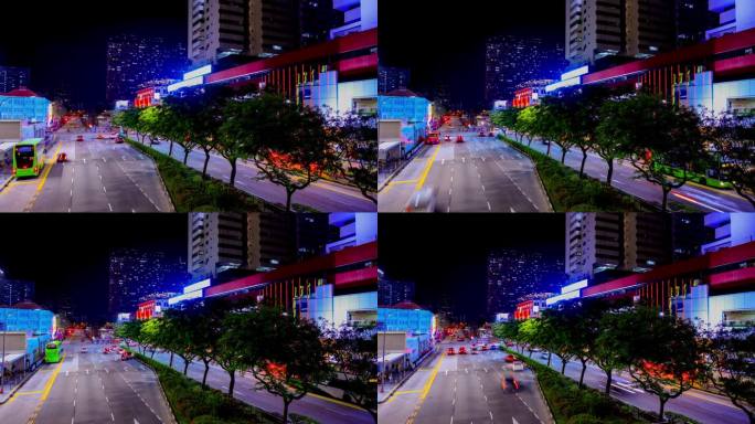 新加坡的街道市中心绿树袋红绿灯