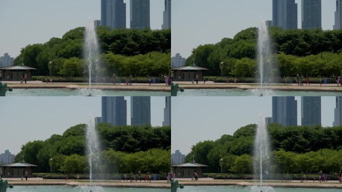 伊利诺伊州芝加哥市中心白金汉喷泉的元素，