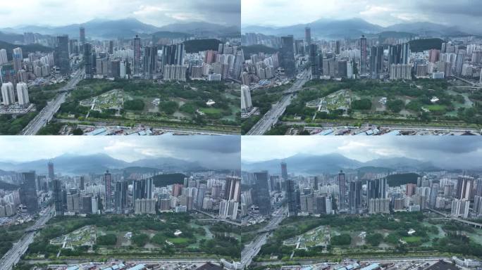 中国深圳城市景观的航拍画面
