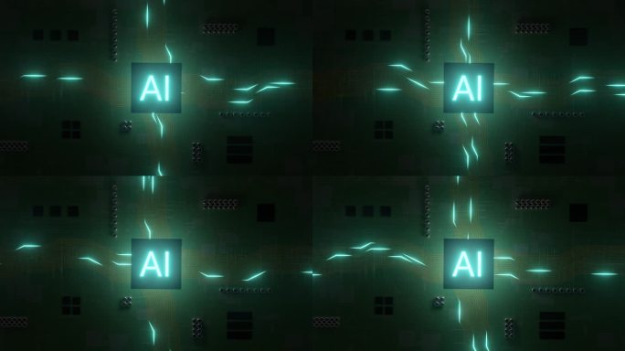 内置AI人工智能计算机芯片处理器CPU概念- 4K无缝VJ循环运动背景动画