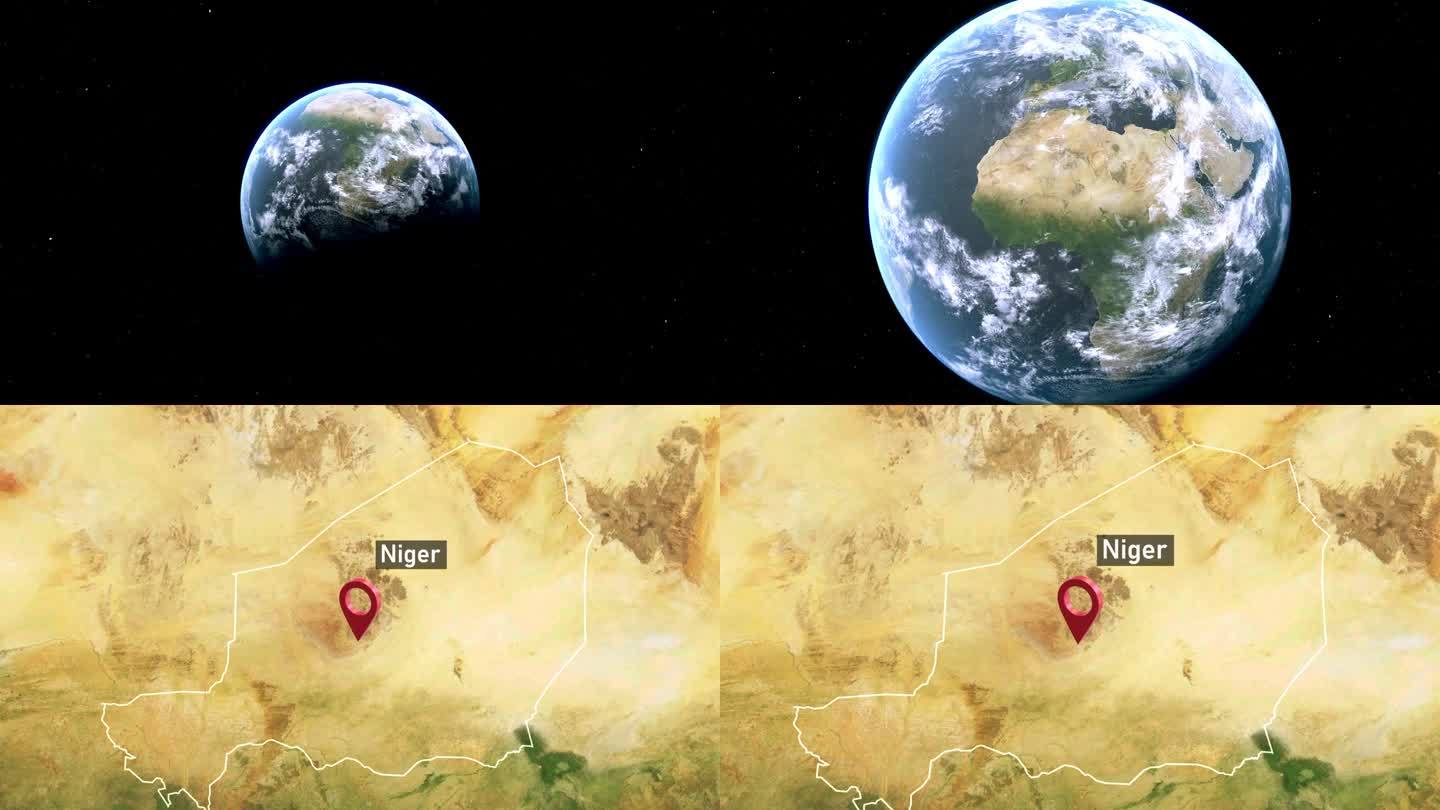 尼日尔国家地图从太空到地球缩放