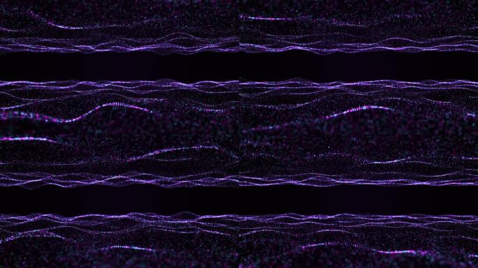 紫绿松石抽象互联网数据空间创意设计。点点海波漂浮的网络空间背景循环。全球网络慢波海洋概念无缝背景。文