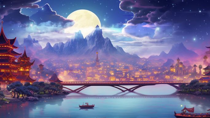 【原创】梦幻 古城 舞台背景 LED大屏