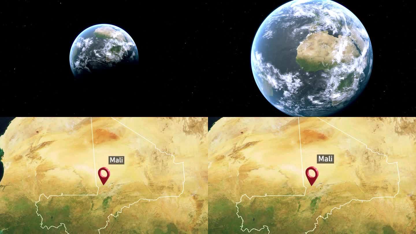 马里国家地图从太空到地球缩放