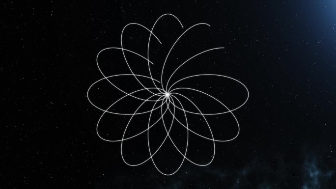太空中的宇宙之花线条勾勒描绘