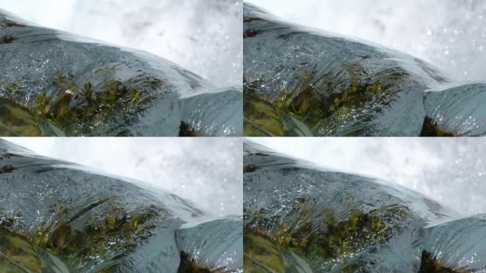 清澈的水从瀑布中源源不断地流出
