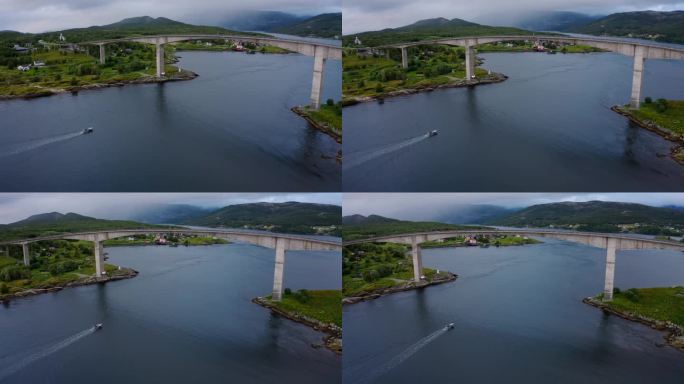 挪威，诺德兰，萨尔斯特劳门大漩涡上的桥梁。美丽的大自然挪威的自然景观。
