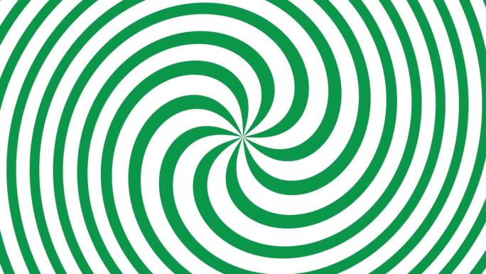 旋转绿色在白色的霓虹灯圆点技术动画背景，旋转万花筒漩涡动画背景的标志和标题