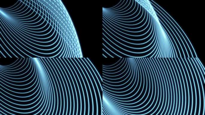3D流线波线蓝色VJ循环02动画背景