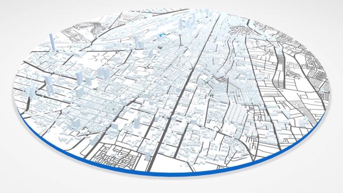 三维模型卡拉奇地图背景循环。巴基斯坦城市上空盘旋的画面。无缝全景旋转在市中心的背景。