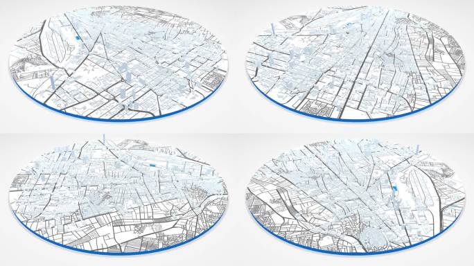 三维模型卡拉奇地图背景循环。巴基斯坦城市上空盘旋的画面。无缝全景旋转在市中心的背景。
