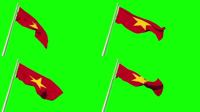 色度键屏上，越南国旗迎风飘扬