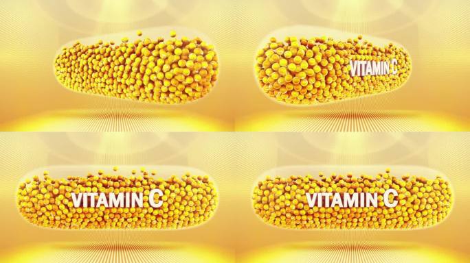 维生素C胶囊。3d金黄营养成分