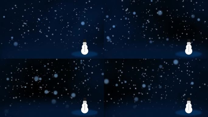 下雪的圣诞背景与快乐的雪人在雪花雪花雪花颗粒和复制空间快乐的平安夜和神圣的夜在浪漫和节日的背景下庆祝