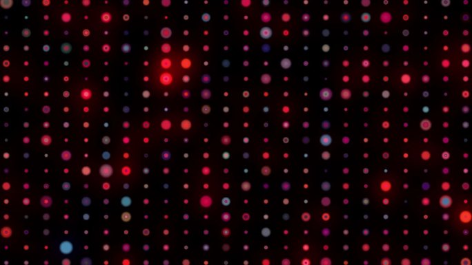 摘要彩色随机动画发光点扭曲图案。无缝循环几何背景与简单的霓虹灯发光粒子点4K动画粒子轨迹蓝，红，粉，