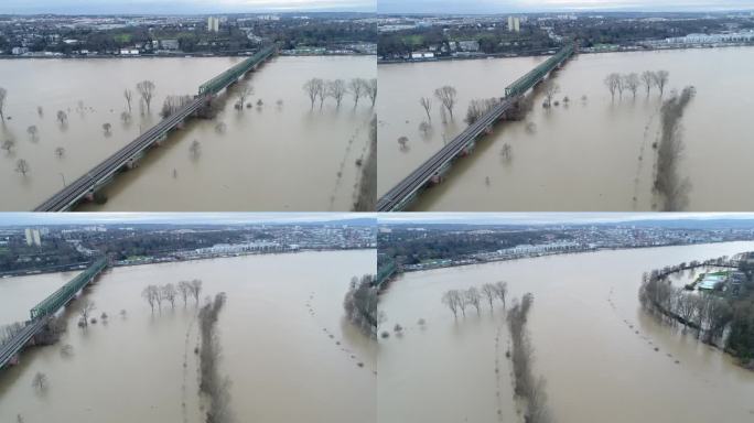莱茵河和美因河河岸被洪水淹没